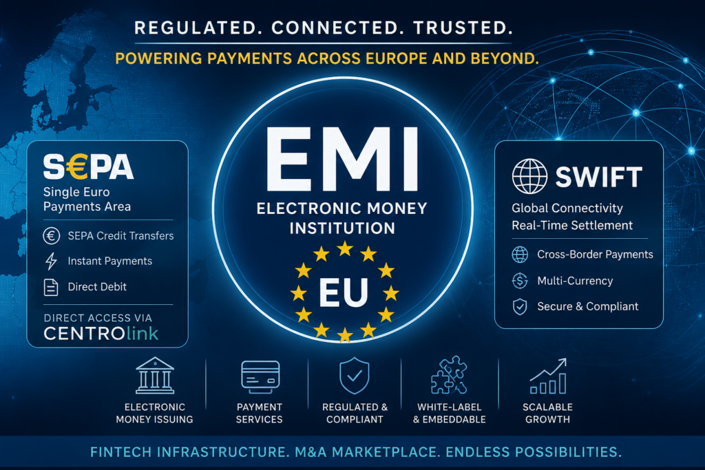 EMI With Direct SEPA and SWIFT Access For Sale